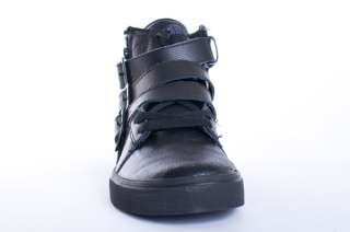   genuine leather buckle strap design with laces zipper down the side