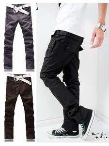 New Style Mens Students Trendy Korean Slim Fit Pocket Design Casual 