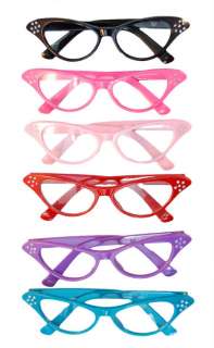 NEW 50s Cateye Cat Eye Rhinestone Glasses Choose Color  