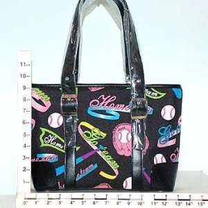  Purse ~ Printed Baseball Stuff ~ Accented Leather Look Trim 