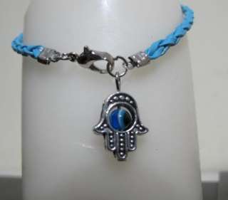 Kabbalah Blue String Bracelet Against Evil Eye with Hamsa Hand  