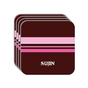 Personal Name Gift   SUJIN Set of 4 Mini Mousepad Coasters (pink 