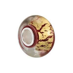    28118 Silver 09.00X14.50 Mm Kera Red & Gold Glass Bead Jewelry