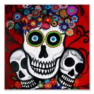  Day of the Dead 3 skulls Posters