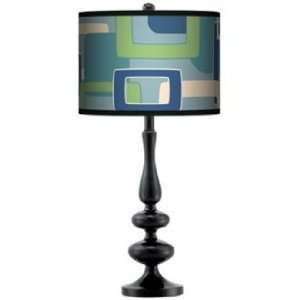  Retro Rectangles Giclee Paley Black Table Lamp