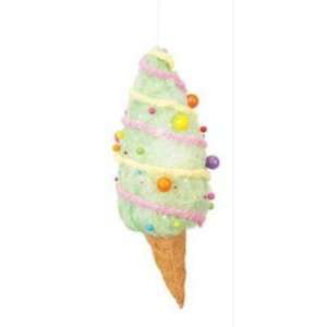 10 Cupcake Heaven Green Ice Cream Cone Oversized Christmas Ornament 