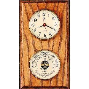   Clock & Barometer/Thermometer on Oak Weather Station