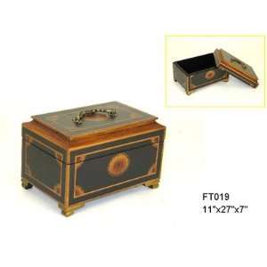 Jewelry Box with Fan Detailing   Handpainted Design (Brown 