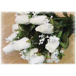  of 3 White Colored Silk Closed Rose Bud Bushes Arts, Crafts & Sewing