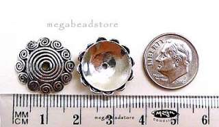   Caps Flat For Large Beads Bali 925 Sterling Silver C80  2 pcs  