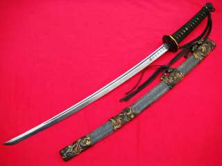 588 HANDMADE JAPANESE SAMURAI KATANA SWORD SIGN BLADE DRAGON SHEATH 