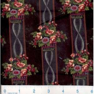   Folk Art Floral Basket Black Fabric By The Yard Arts, Crafts & Sewing