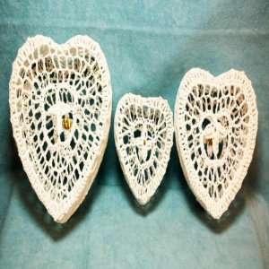  Crocheted Heart Boxes set of 3 Case Pack 4   706442 Patio 