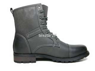 Mens Gray Military Style Calf High Fashion Lace Up Boots Polar Fox by 