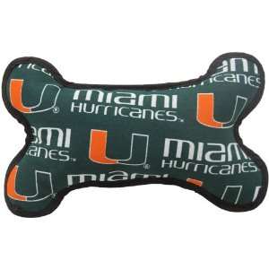 Miami Hurricanes Fabric Bone Dog Toy 