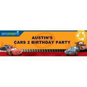  Disney Cars 2   Personalized Birthday Banner Large 30 x 