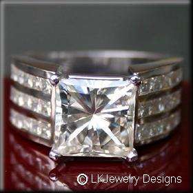 45 CT MOISSANITE PRINCESS ENGAGEMENT CHANNEL RING BIG  