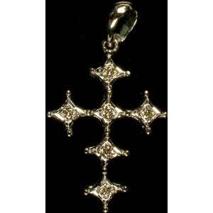  White Gold Cross Pendant with Diamonds   18 K Gold 