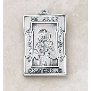 St. Jude Sterling Silver Rectangle Patron Saint Medal Catholic Pendant 