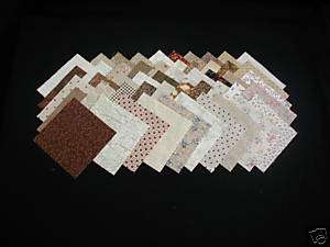 40 4 INCH CALICO FABRIC QUILT SQUARES   BROWN  