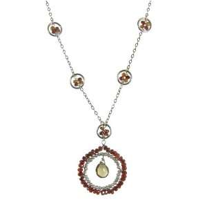  Red Zircon and Freshwater Pearl Necklace Jewelry