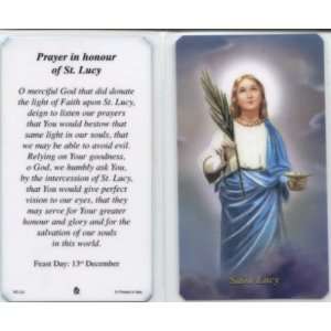  Prayer in honour of St. Lucy Laminated Holy Card 