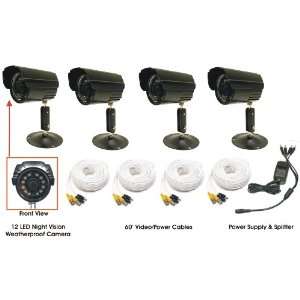  CCTV Security Camera Kit of 4 x Night Vision Weatherproof 
