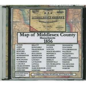  Map of Middlesex County, MA, 1856 CDROM 