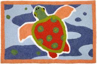 Tropical Spotted Sea Turtle Accent Area Rug Jellybean  