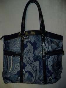 NEW JESSICA SIMPSON SPOONFUL OF SUGAR PAISLEY BLUE TOTE /COMPUTER BAG 