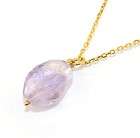 Technibond Twisted Amethyst Drop Pendant with Chain 14K Gold Clad 