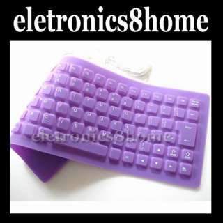 New USB Flexible Silicone PC Keyboard antiwater Purple  