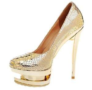 Lady Fashion Glitter Gold Platform Spiked Heel Pump Wedding Evening 