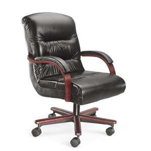  La Z Boy Leather Mid Back Chair on Wheels