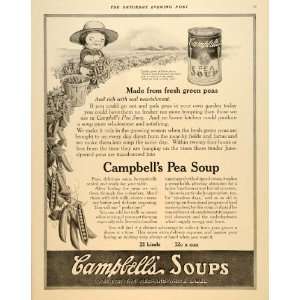 1918 Ad Ad Campbells Pea Soup Cartoon Souper Kid 
