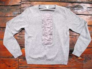 Crew Cashmere Ruffle Sweater Gray Size XL  