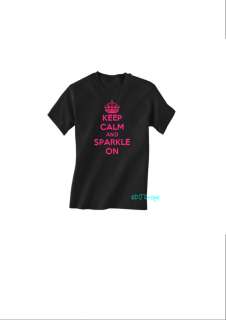 Keep Calm and Sparkle On Custom Vinyl Pageant T shirt. Black T 