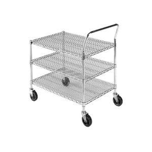 SPG MUC Steel Wire Service Cart, 3 Shelves, Zinc Coated, 800 lbs Load 