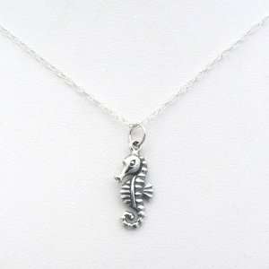  Sea Horse Sterling Silver Charm Necklace Ocean Theme 