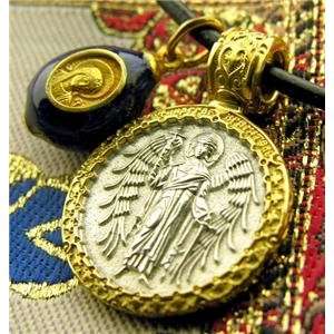  Russian Gold Silver Angel Medal Egg Pendant Madonna 