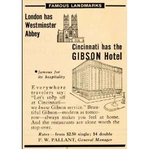  1935 Ad Gibson Hotel Famous Landmarks Westminster Abbey 
