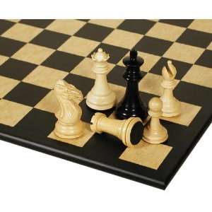   Boxwood Chessmen with Black Madrona Burl Board Chess Set Toys & Games
