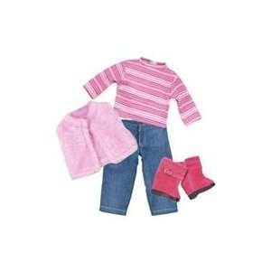  Toy Fur Vest Stripped American Girl doll clothes Top and 