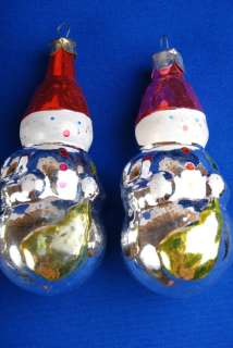 Army of 4 SNOW MEN   OLD Russian GLASS VINTAGE New Year Tree 
