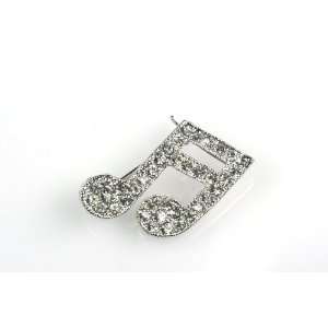  Notables Jewelry 16th Note Stick Pin   Silver & Rhinestone 