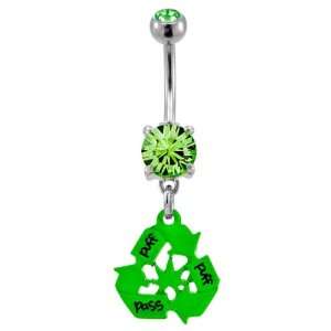   Sign Puff Puff Pass Pot Leaf Belly Ring   Sold Individually Jewelry