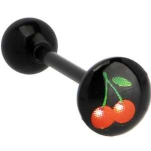  Bioplast Black Cherry Logo Barbell Tongue Ring Jewelry