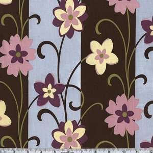  45 Wide City Blooms Stripes Chocolate Fabric By The Yard 
