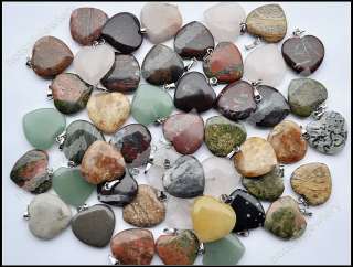 Wholesale 100pcs natural stone gemstone heart pendants  