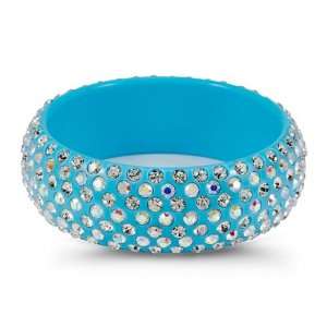    Round White Swarovski Crystal Solid Light Blue Bangle Jewelry